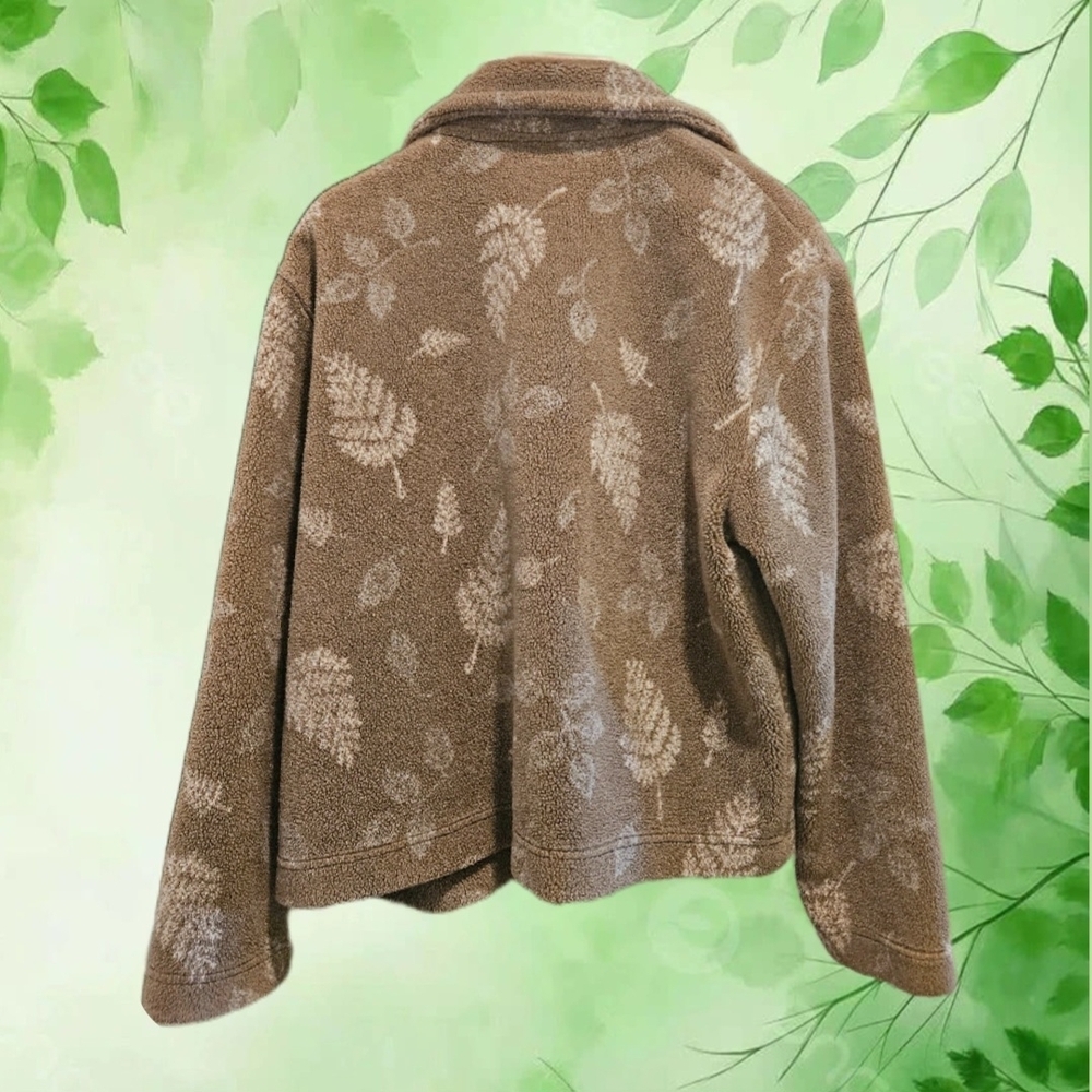 Talbots Light Brown Leaf Pattern Plush Teddy Jack… - image 2